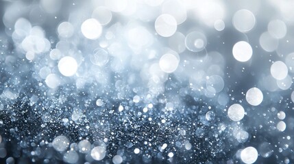 Aufkleber - Glistening silver particles dance in a cosmic-like background, creating a dreamy liquid galaxy. Soft light enhances the shimmering bubbles, evoking a sense of wonder and tranquility