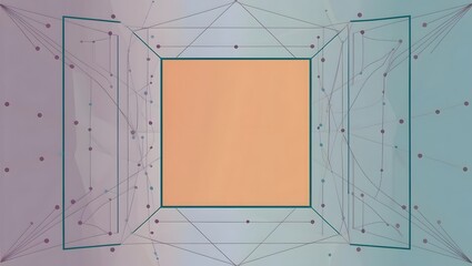 Poster - Geometric Abstract Design with Connected Dots and Teal Frames