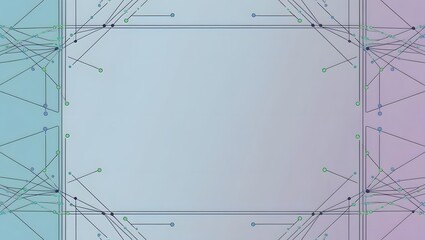 Poster - Minimalist network connection lines with blue and green gradient dots