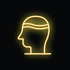 Poster - Neon sign of human head profile with three yellow waves inside representing a flow of ideas