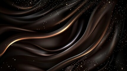Aufkleber - A dark brown silky background with soft drapery folds, shiny and glittering, ideal for Valentine, Christmas, or premium branding