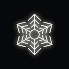 Poster - White neon snowflake glowing on a black background, perfect for christmas and winter projects