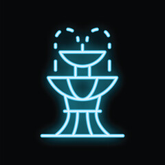 Poster - Glowing neon blue fountain icon is isolated on a black background