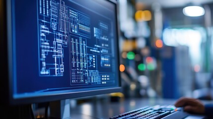 Poster - Industrial control room monitor displaying process automation data.