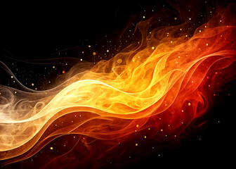 Poster - Abstract minimal orange, red and yellow with Black Smooth color background. Wallpaper or Phonix banner. Ai Generated