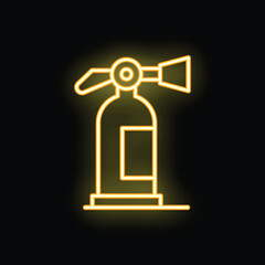 Poster - Yellow glowing neon line fire extinguisher icon isolated on black background