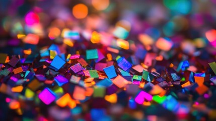 Leinwandbilder - Close-up view of scattered sharp lights, glowing brightly on a dark surface, ideal for adding graphic text overlays.