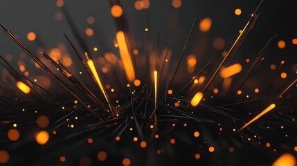 Leinwandbilder - Close-up view of scattered sharp lights, glowing brightly on a dark surface, ideal for adding graphic text overlays.