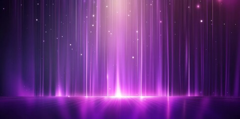 Wall Mural - abstract purple background with golden glowing lines and waves illustration.