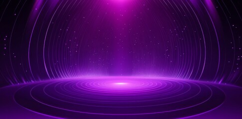 Wall Mural - abstract purple background with golden glowing lines and waves illustration.