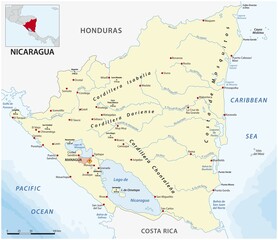 Poster - vector map of the central american state of nicaragua