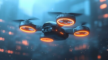 Futuristic drone in flight. AI.