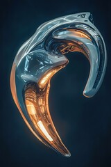 Poster - Abstract metallic sculpture with internal lighting. AI.