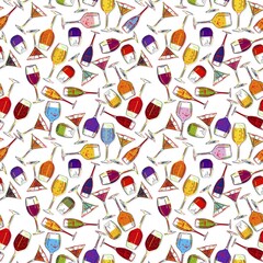 Poster - Drink and cocktail glasses, Vector design for cover menu, wine list or restaurant card