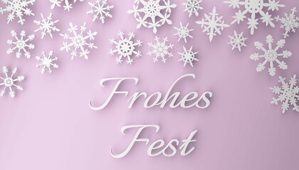 Aufkleber - Modern German Christmas background with the German words Merry Christmas and snowflakes, 3d rendering