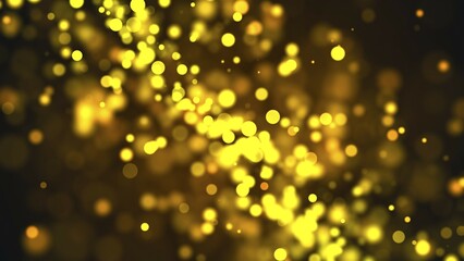 Poster - Abstract gold bokeh with black background. 3d rendering