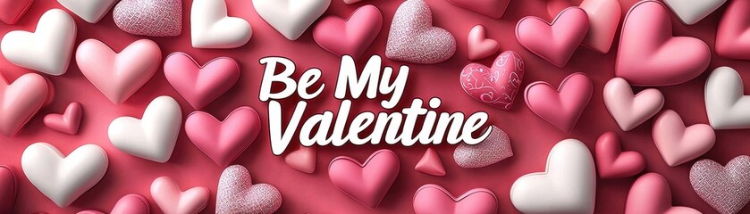 Poster - Creative Valentine's Day Theme with Heart Shapes and Text for Romantic Celebrations and Decorations