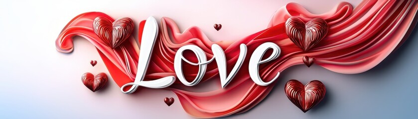 Poster - Elegant Handwritten Love Design with Heart Decorations on a Soft Background