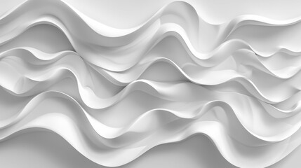 Aufkleber - Abstract white waves with a dynamic, layered and fluid texture, AI generated