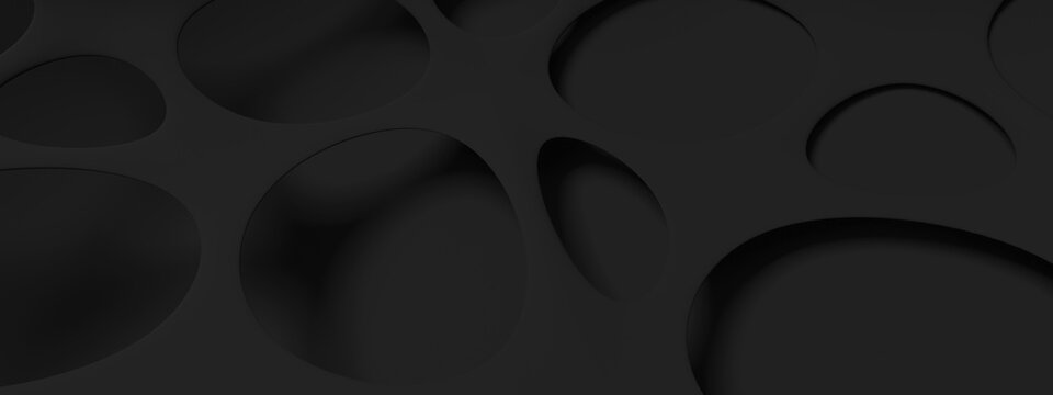 3d rendering. Abstract modern vertical black background, using as header with space for text