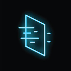 Poster - Blue neon icon of a smartphone with data transferring from the screen on a black background
