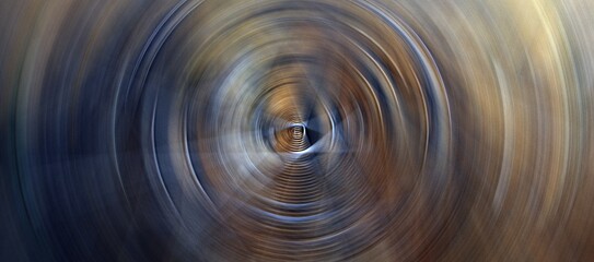  - Horizontal abstract background featuring dark soft circles with circular glow lights rings in blue and orange