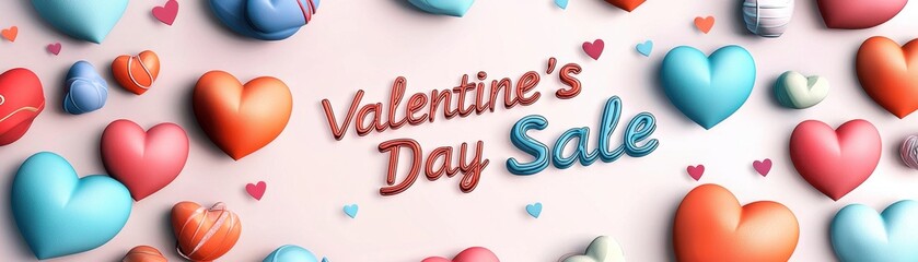 Poster - Vibrant Hearts and Clean Layout for Festive Valentine's Day Sale Promotion Background Image