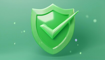 Poster - A green shield icon with a checkmark symbolizes security, trust, and verification against threats or risks.