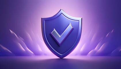 Poster - A sleek purple shield with a checkmark symbolizes security and trust in a digital or gaming context.