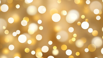 Wall Mural - Dreamy abstract background with gold and white bokeh lights