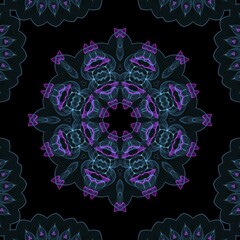 Poster - Abstract color digital fume pattern on black background