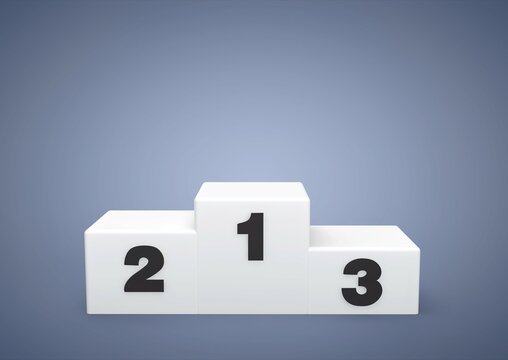 Empty podium with the numbers 1, 2 and 3, 3D illustration