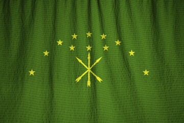 Poster - Ruffled Flag of Adygea Blowing in Wind