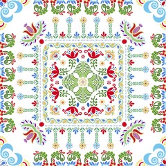 Poster - Seamless pattern design inspired by traditional Hungarian embroidery