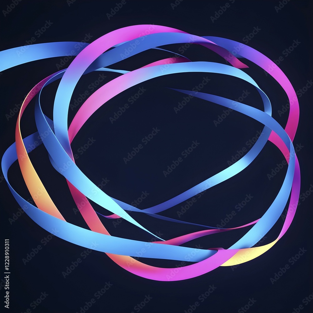 Illustration of abstract minimalist ribbon designs that rotate and ...