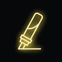 Poster - Yellow neon sign of a marker drawing a straight line on a dark background