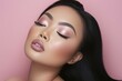 © Firn/imageBROKER - Portrait of beautiful young Asian woman with glamourous pink makeup. KI generiert, generiert AI generated