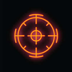 Poster - Neon target is glowing on a black background, representing the concept of aiming for a goal