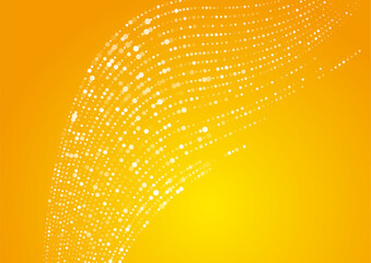 Aufkleber - Bright yellow orange minimal dotted wavy lines abstract background. Halftone concept vector design