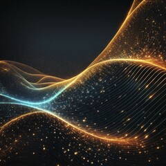  - Flowing lines of orange and blue light creating an undulating wave pattern with a glowing effect, AI generated