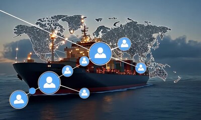 Poster - Global Cargo Ship Network, Ocean Freight, Connections