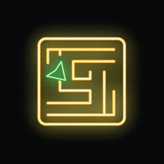Poster - Neon labyrinth game with a green cursor showing the concept of strategy