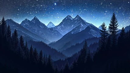 Wall Mural - Mountain Range at Night