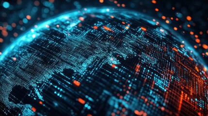 Poster - Digital globe glowing with interconnected data points