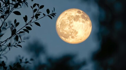 Wall Mural - full moon through tree branches
