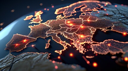 Poster - Global technology network representation europe digital map visualization high-tech environment aerial perspective connectivity concept