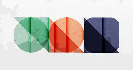 Aufkleber - Squares, circles and triangles and grainy noisy texture. Vector Illustration For Wallpaper, Banner, Background, Card, Book Illustration, landing page