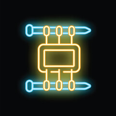 Poster - Neon glowing icon of a microchip with nails through it representing the global semiconductor shortage