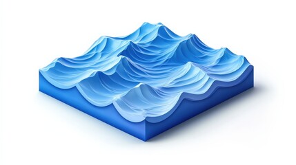 Poster - 3D illustration of stylized ocean waves on a textured surface with soft shadows and highlights