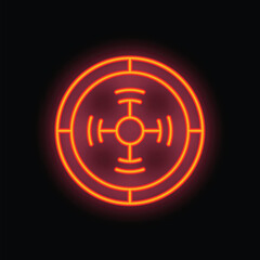 Poster - Neon target sign is glowing on a black background